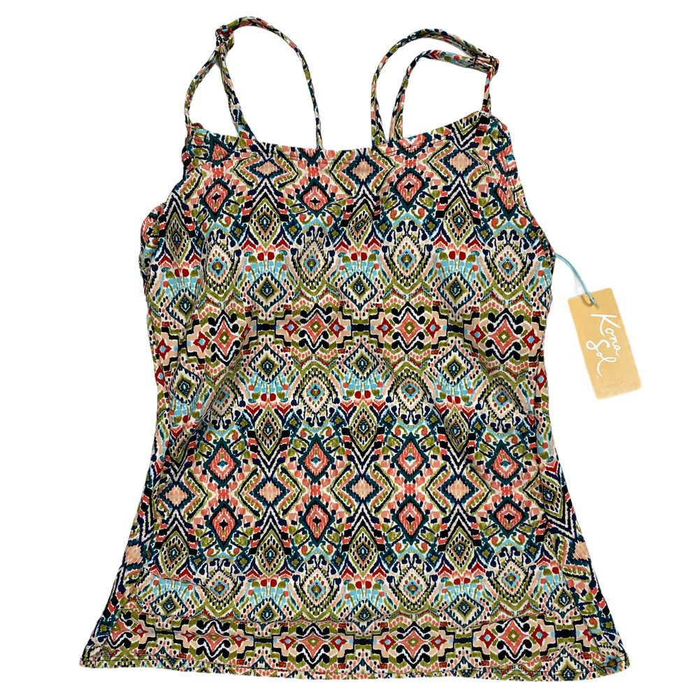 Small Multicolor Patterned Tankini Top Swimwear